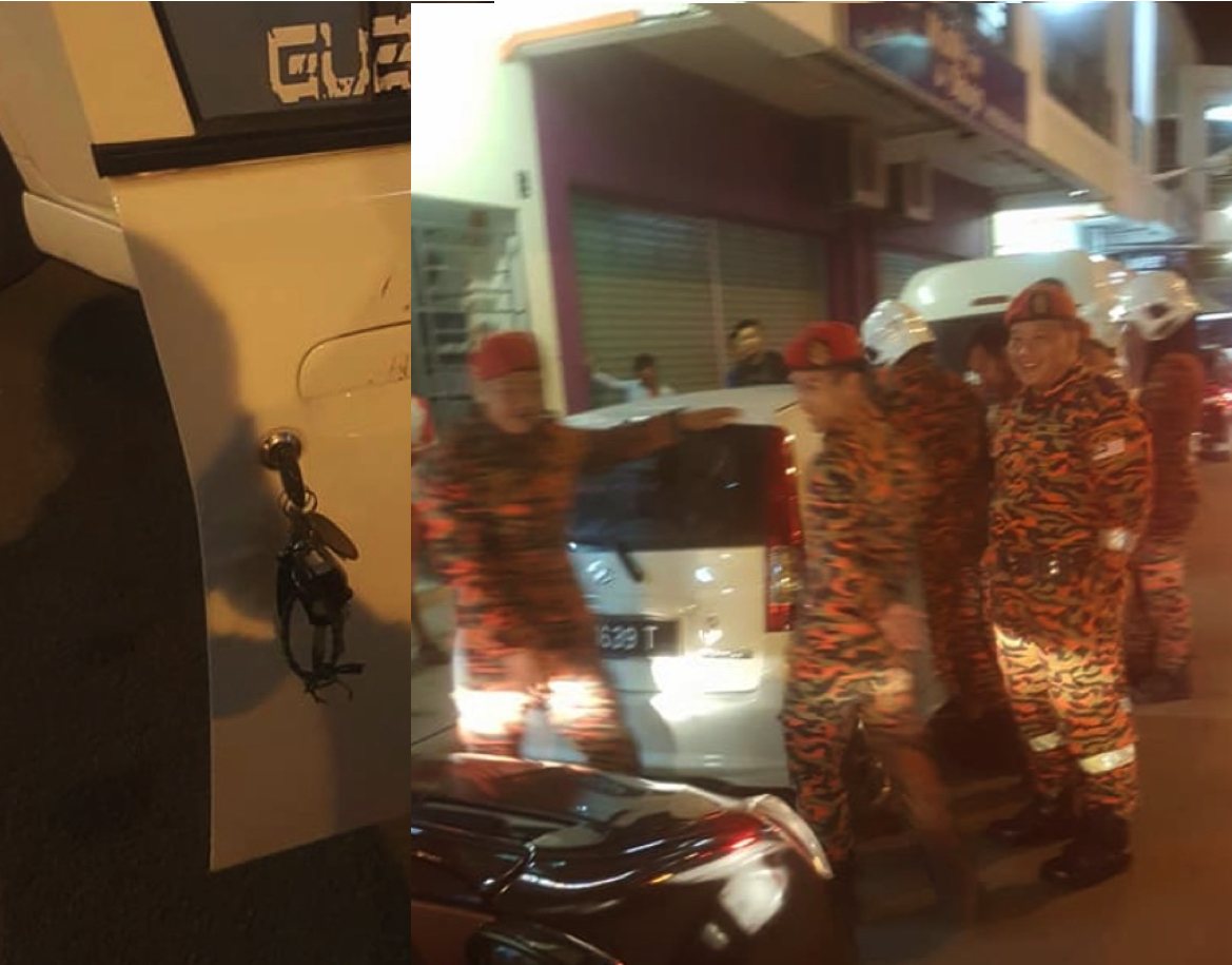 nangtime.com - Pintu Kereta Tak Dapat Buka, Lelaki Terkejut Berbelas Anggota Bomba Dengan Jentera Dan Van Ambulans Datang Sekali